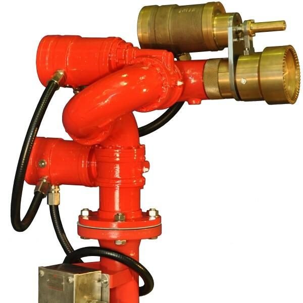 Electric/Hydraulic Remote-Control Foam Monitor Allows for smooth and precise movement of the monitor, enabling firefighters to aim foam accurately at the fire source.